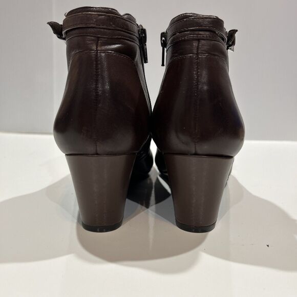 Naturalizer Brown Leather Wedge Zip Ankle Boots N5 Contour Women's 9.5 - Picture 5 of 11